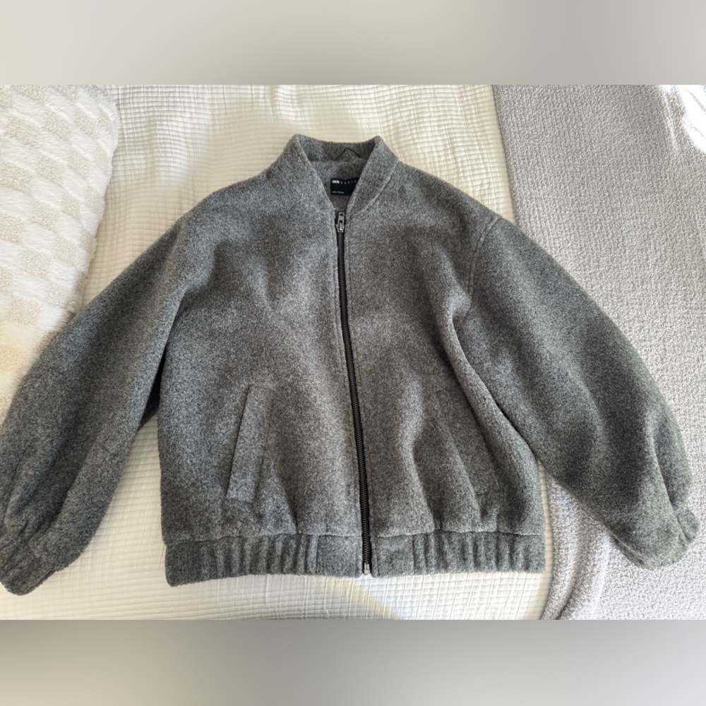 ASOS DESIGN Petite brushed bomber jacket in charcoal